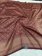 Wine Yellow Banarasi Dupion Silk Saree with Embossed Antique Zari Weaving & Rich Antique Zari Pallu | STF83