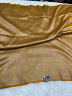 Mustard yellow Banarasi Dupion Silk Saree with Embossed Antique Zari Weaving & Rich Antique Zari Pallu | STF113