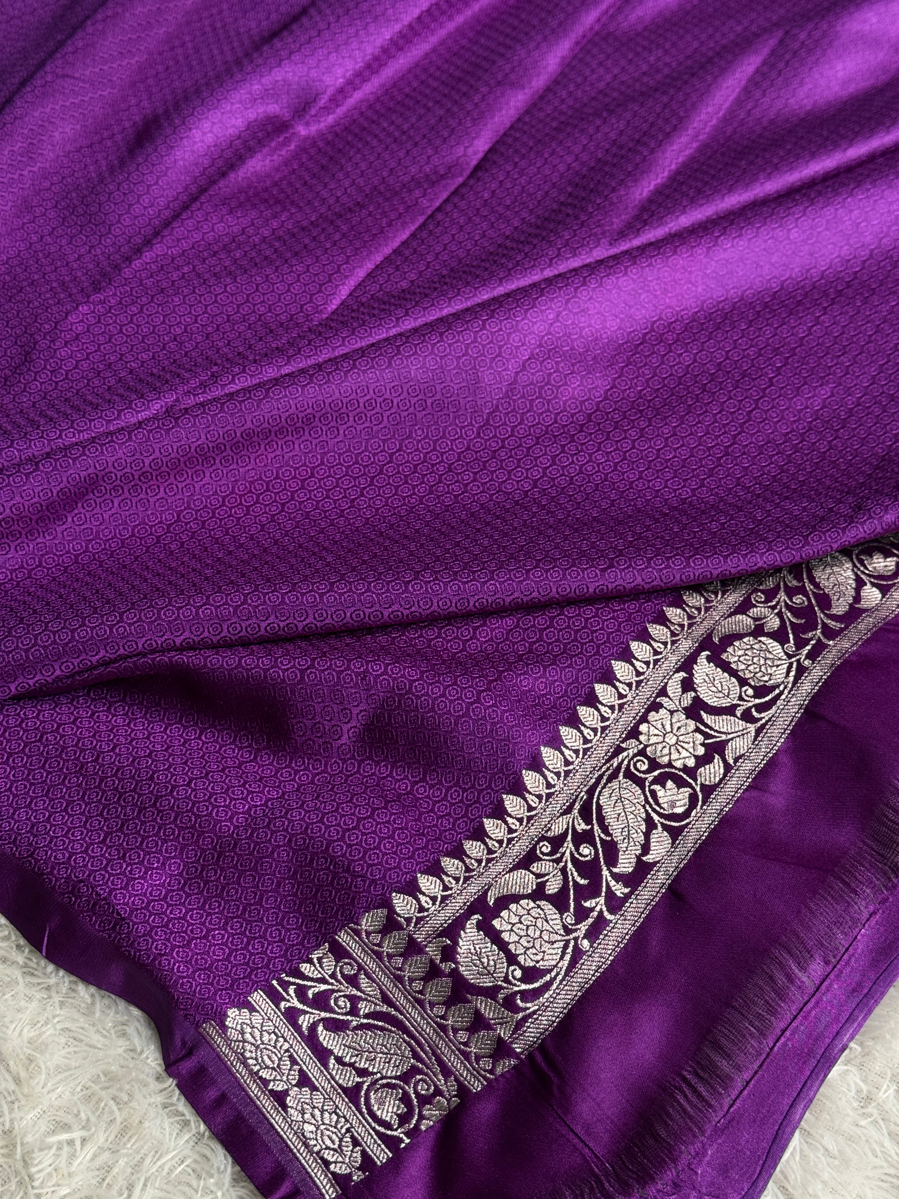 Magenta Banarasi Mashru Kataan Silk Saree with Buta Woven Design & Rich Zari Pallu | MKS687
