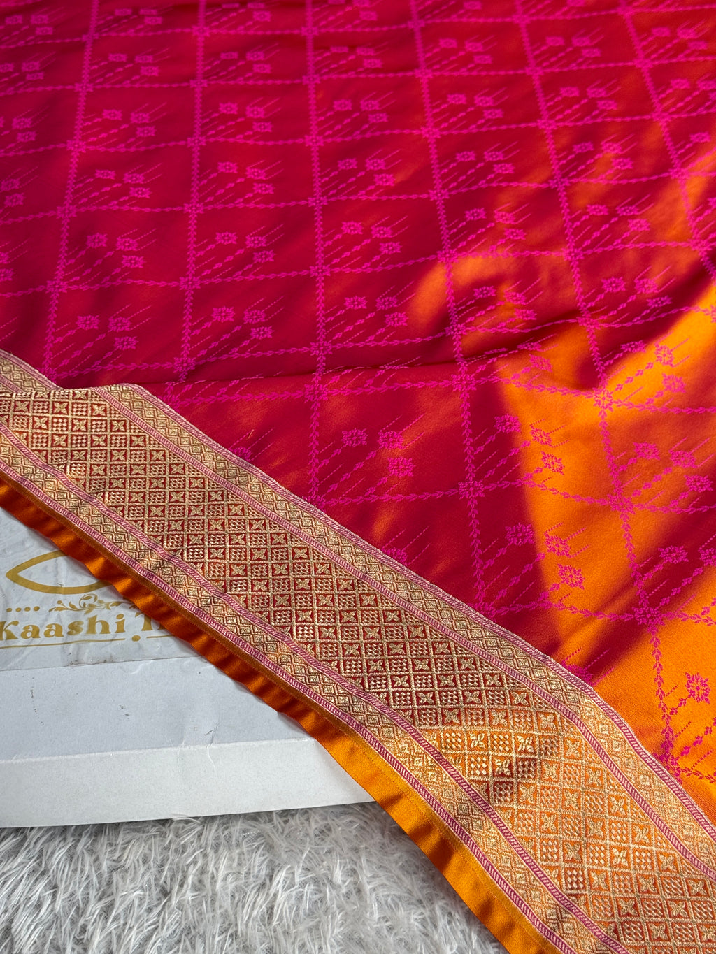Soft Kataan Silk Banarasi Saree – Yellow Rani Dual Shade | MKS636