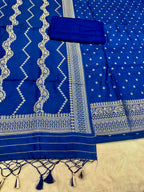 ✨ Banarasi Jacquard Gap Buti HO Silk 3-Piece Unstitched Dress Material MSS18