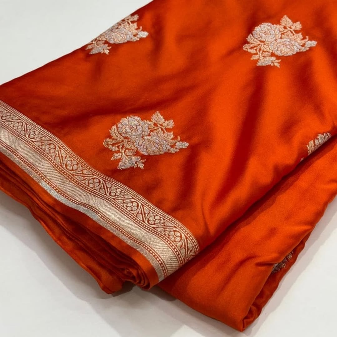 ✨ Mashru Kataan Silk Saree with Buta Woven Pattern & Meenakari Jaal Design – MKS415