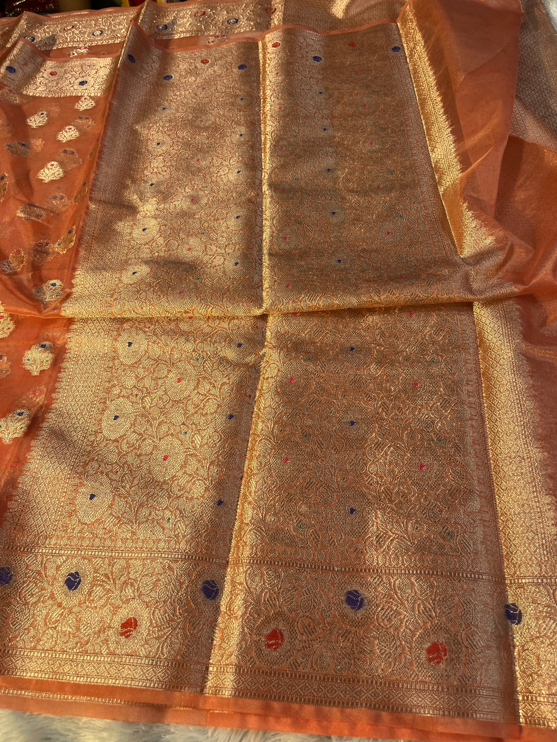 Kora Organza Raw Mango Saree KR12