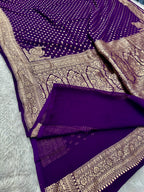 Purple Pure Natural Silk Khaddi Georgette Saree with Neem Zari Buti | PSG11