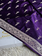 Royal Purple Buta Woven Banarasi Satin Mashru Silk Saree – MKS333 💜✨