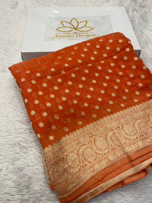 Banarsi Pure Natural Georgette Four flower Buti Design VSG02