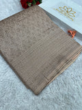 Pitch Banarasi Dupion Silk Saree with Embossed Antique Zari Weaving & Rich Antique Zari Pallu | STF111