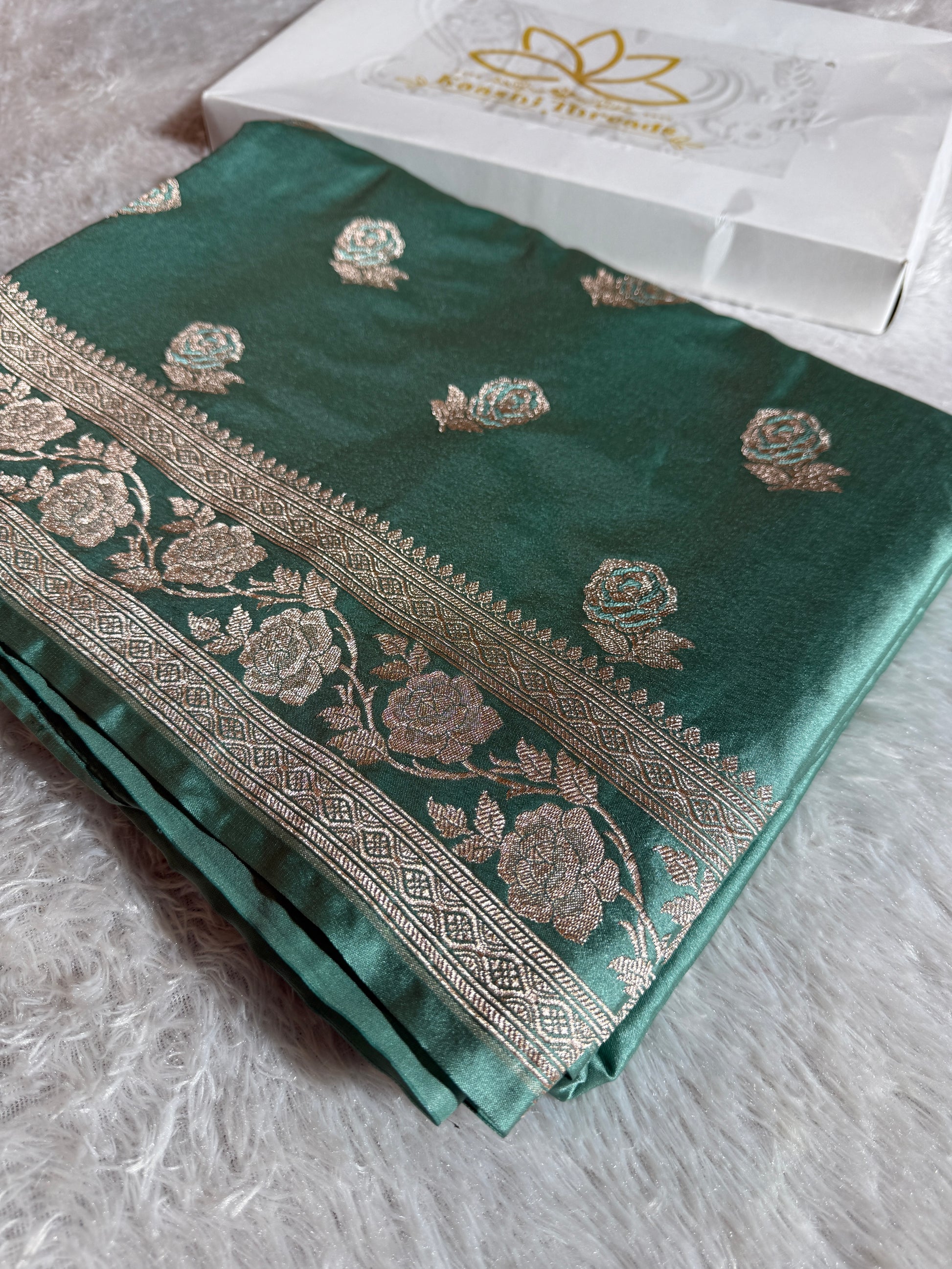 Mashru kataan Silk Saree in Rose Buta Design MKS010