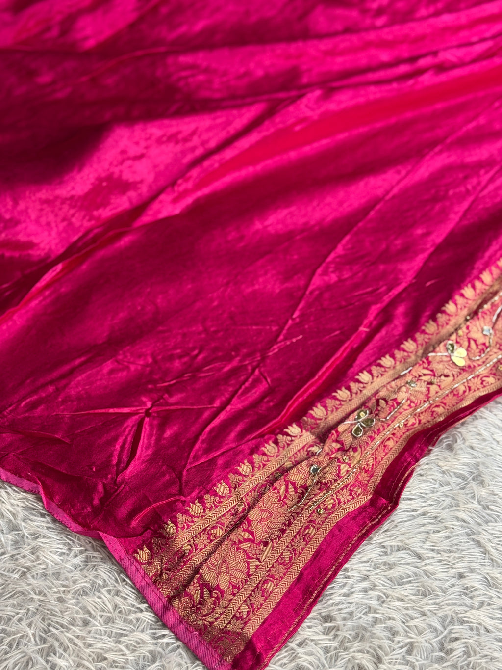Multicolour Modal Saatan Silk Banarasi Saree with Rangkaat Zari Weaving & Handwork | MKS775