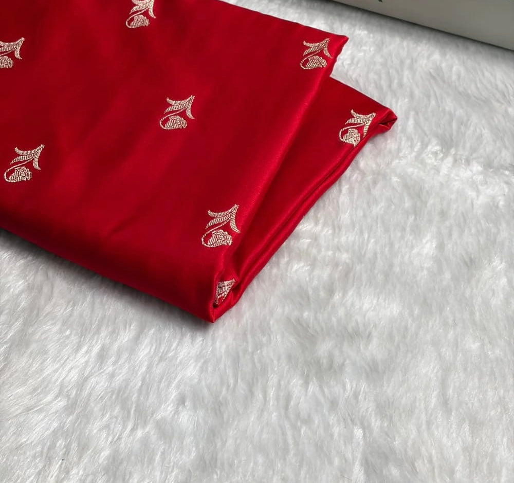 ✨ Mashru Kataan Silk Saree with Buta Woven Pattern, Ikkat Border & Rich Zari Pallu MKS407