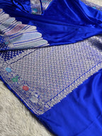 Royal Blue Meena Work Banarasi Mashru Silk Saree with Jacquard Weave MKS301