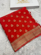 Chinon Silk Buta Zari Pitch Color Saree CN01