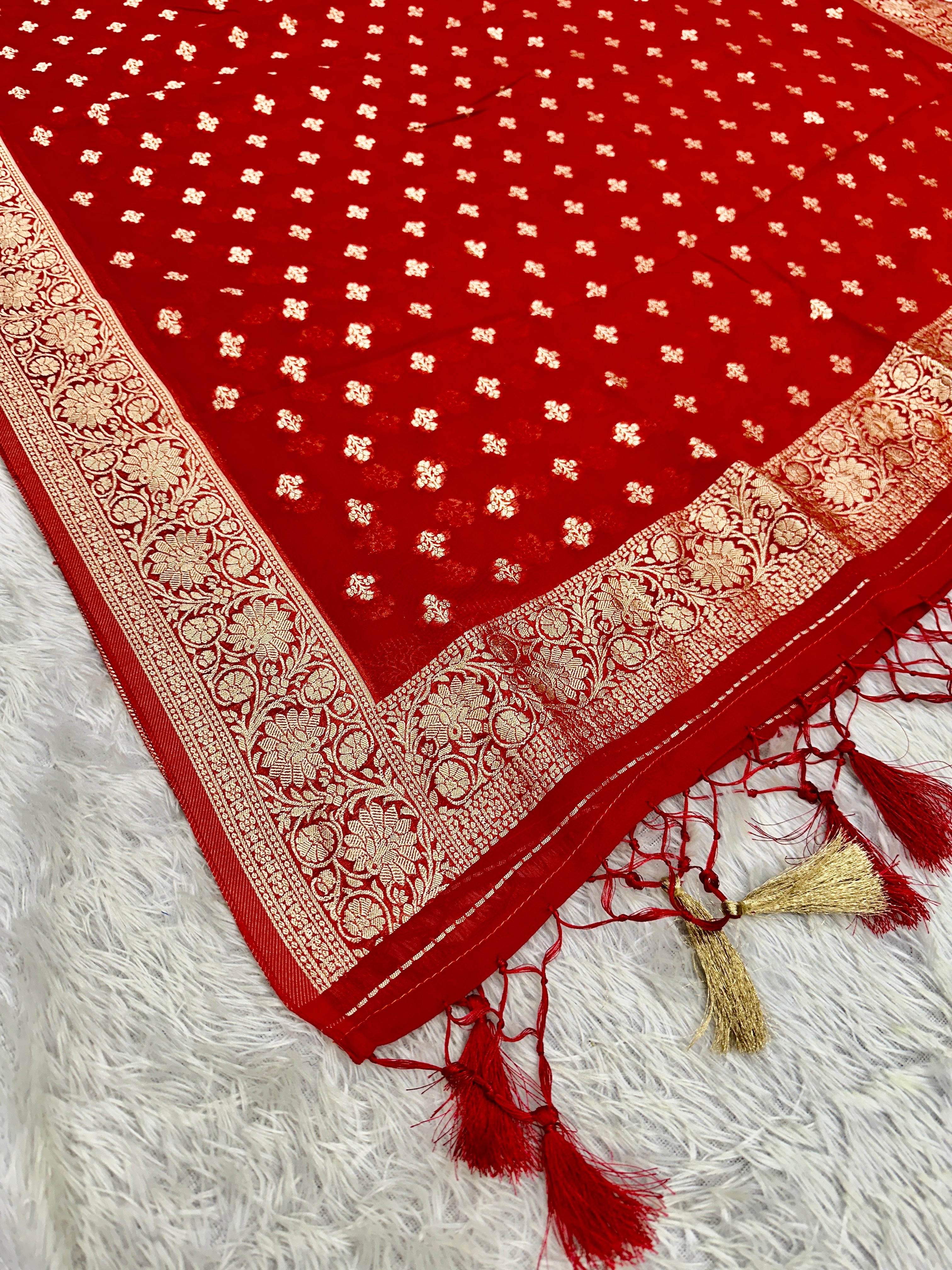 Banarasi Jacquard Zari Georgette Suit Dress – 3 Pc Set MSS25