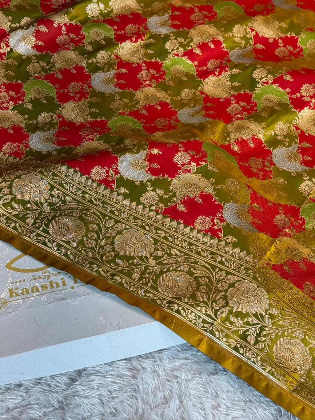 ✨ Multicolour Mashru Silk Saree with Rangkaat Alphi Woven Design MKS336