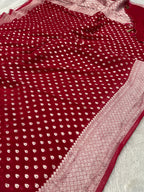 Banarsi Pure Natural Georgette Almond Buti  Design VSG06