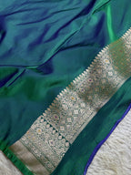 Peacock Green Banarasi Mashru Silk Saree with Meena Jaal Rangkaat Weaving MKS231