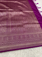Magenta Banarasi Dupion Silk Saree with Embossed Antique Zari Weaving & Rich Antique Zari Pallu | STF88