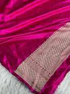 Banarasi Mashru Kataan Silk Rani Pink Jaal Meenakari Saree | Rich Zari Pallu | MKS862
