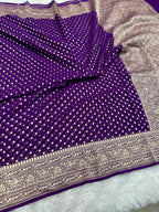 Purple Pure Natural Silk Khaddi Georgette Saree with Neem Zari Buti | PSG11
