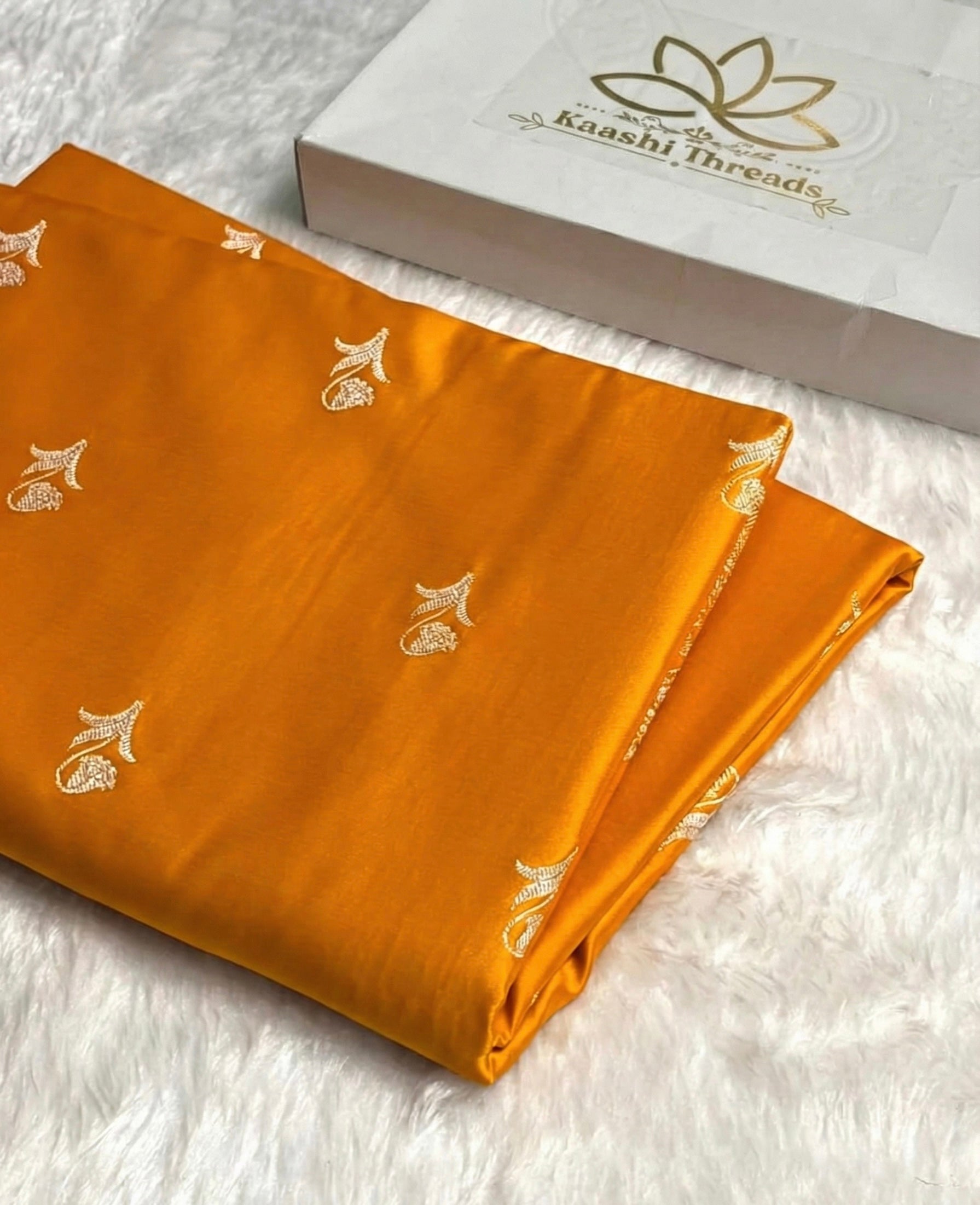 MKS305 Banarasi Mashru Silk Saree with Buta Pattern – Black, Red, Green, Yellow & Orange