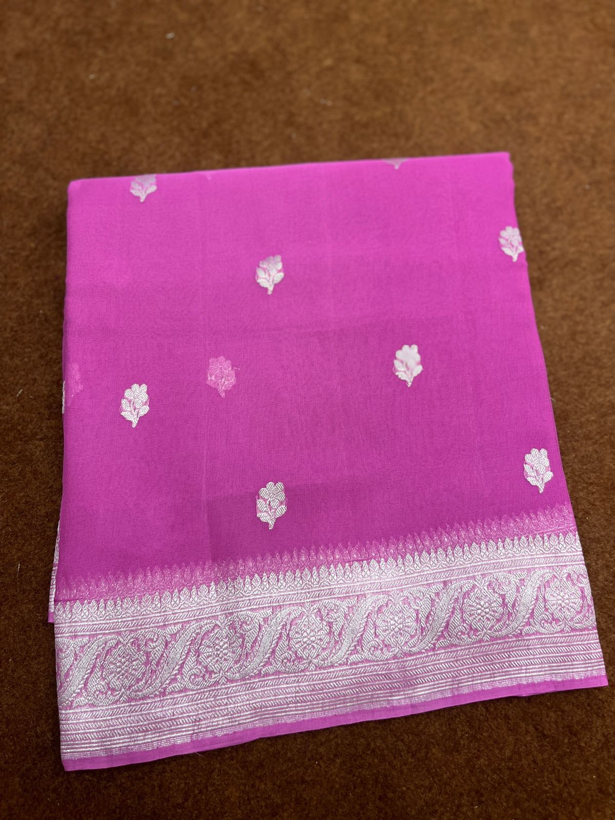 Pink Pure Khaddi Georgette Saree Handloom Banarasi Saree KD101