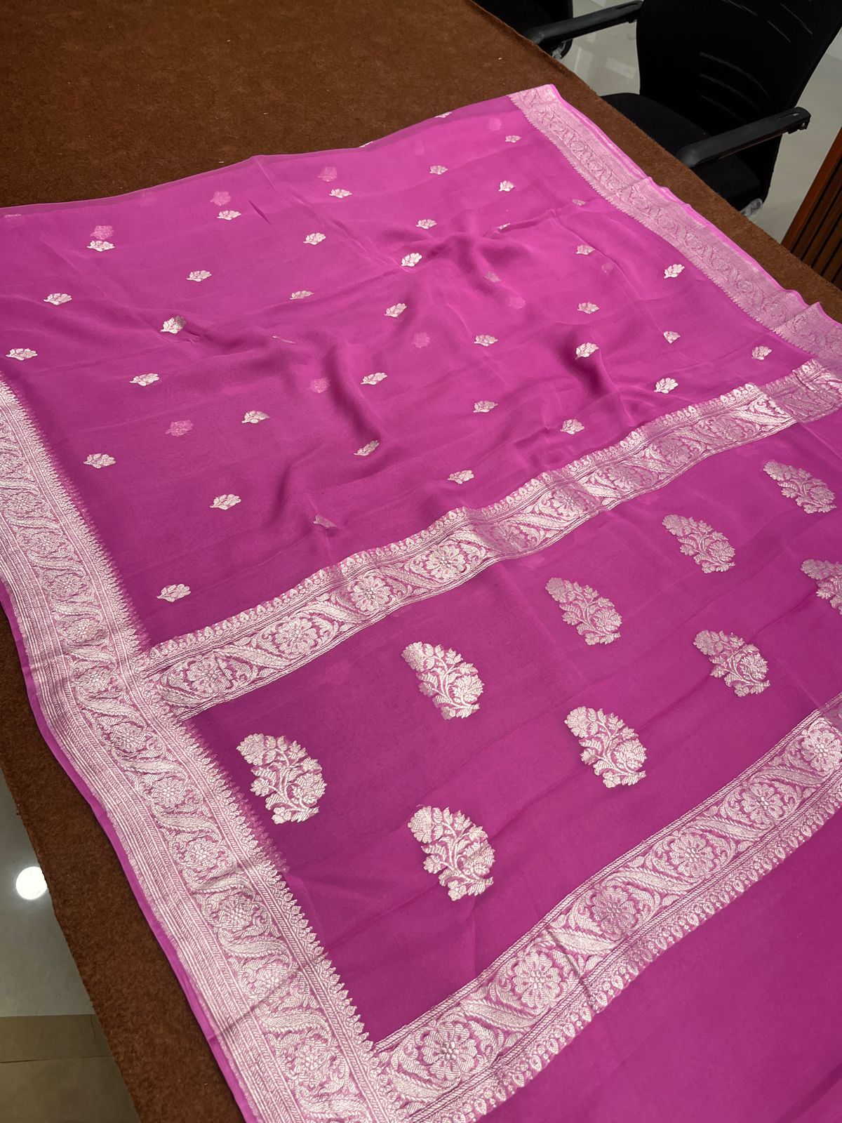 Pink Pure Khaddi Georgette Saree Handloom Banarasi Saree KD101
