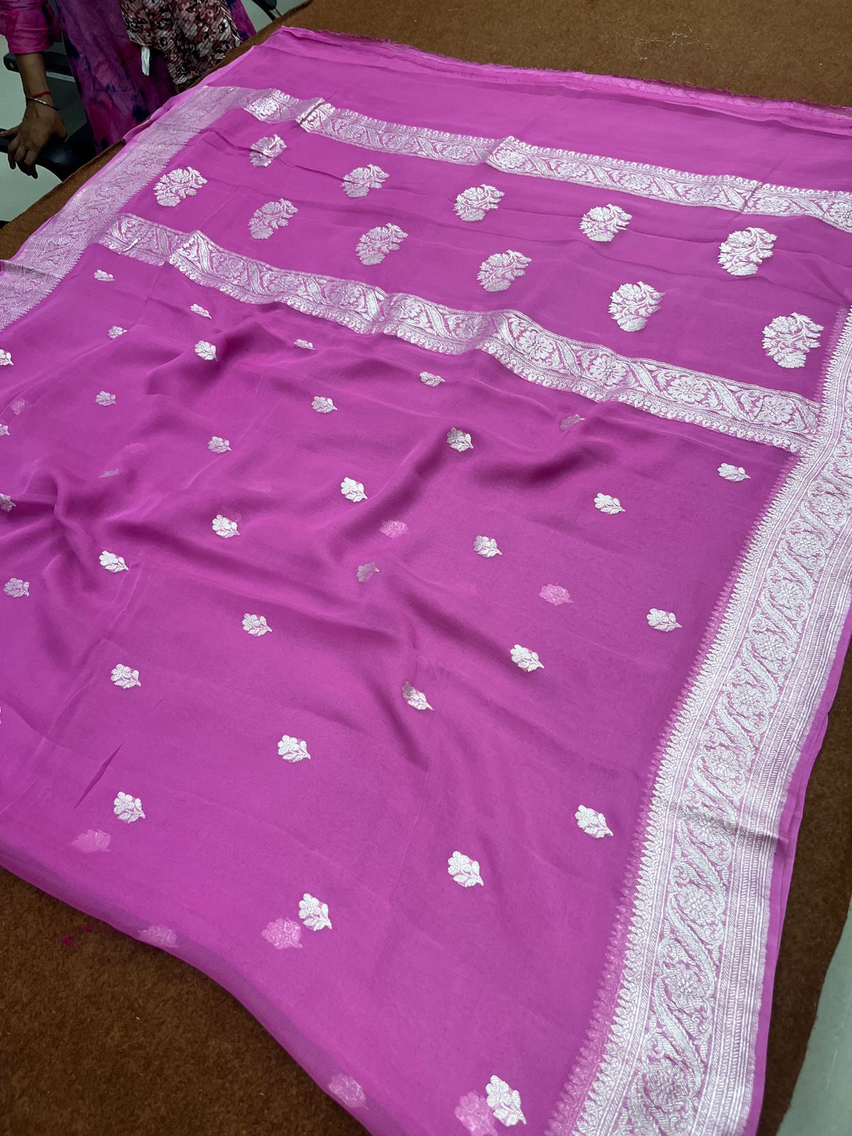 Pink Pure Khaddi Georgette Saree Handloom Banarasi Saree KD101