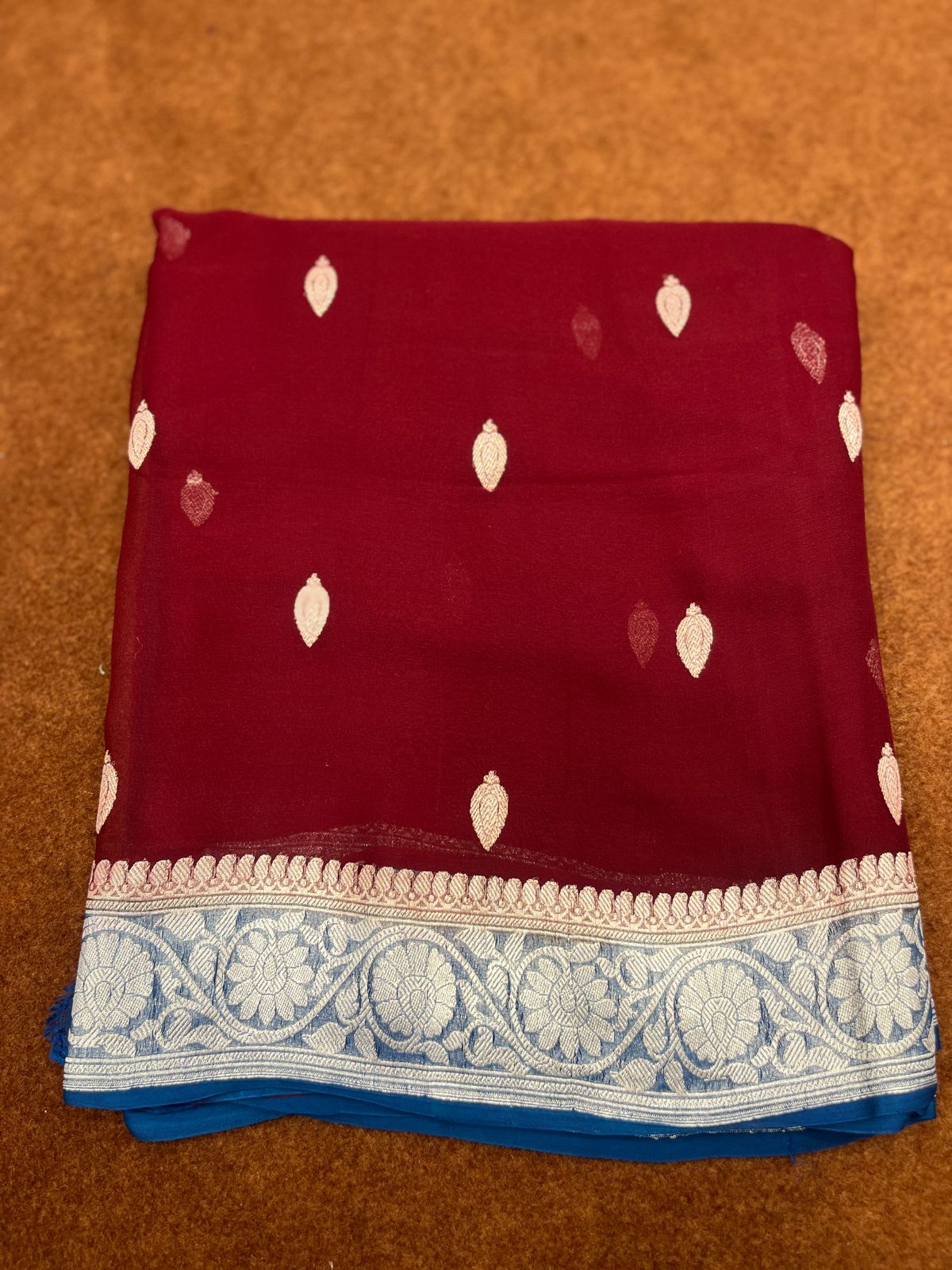 Contast Pure Khaddi Georgette Saree Handloom Banarasi Saree