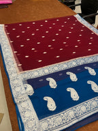 Contast Pure Khaddi Georgette Saree Handloom Banarasi Saree