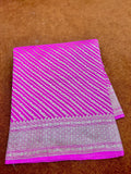 Gajree Pure Chinya Silk Saree Strip Design with Zari Border