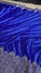 Mashru Kataan Silk Saree with Buta Woven Design & Siroski Stone Work | Rich Zari Pallu | MKS843