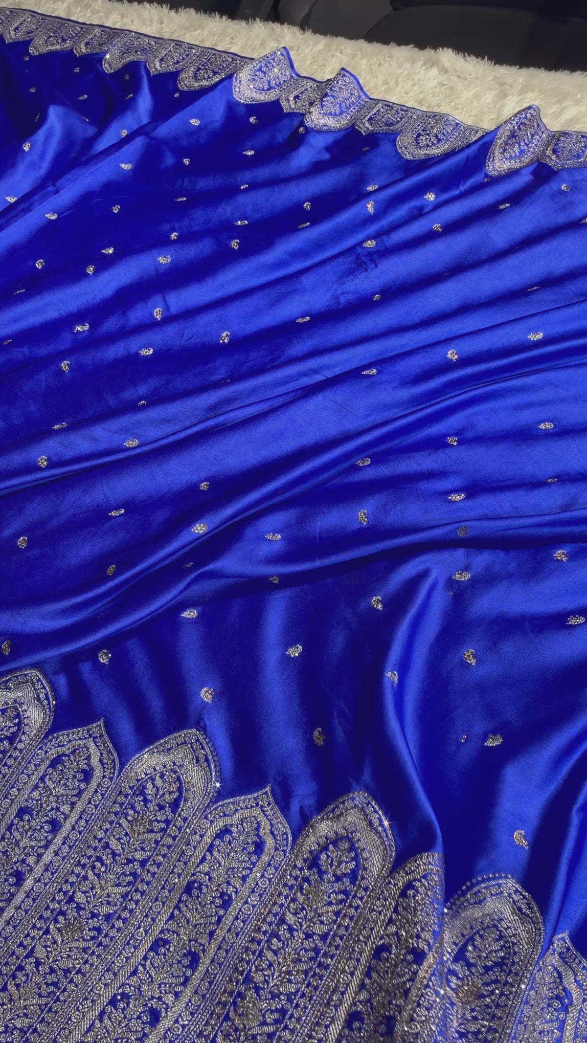 Mashru Kataan Silk Saree with Buta Woven Design & Siroski Stone Work | Rich Zari Pallu | MKS843